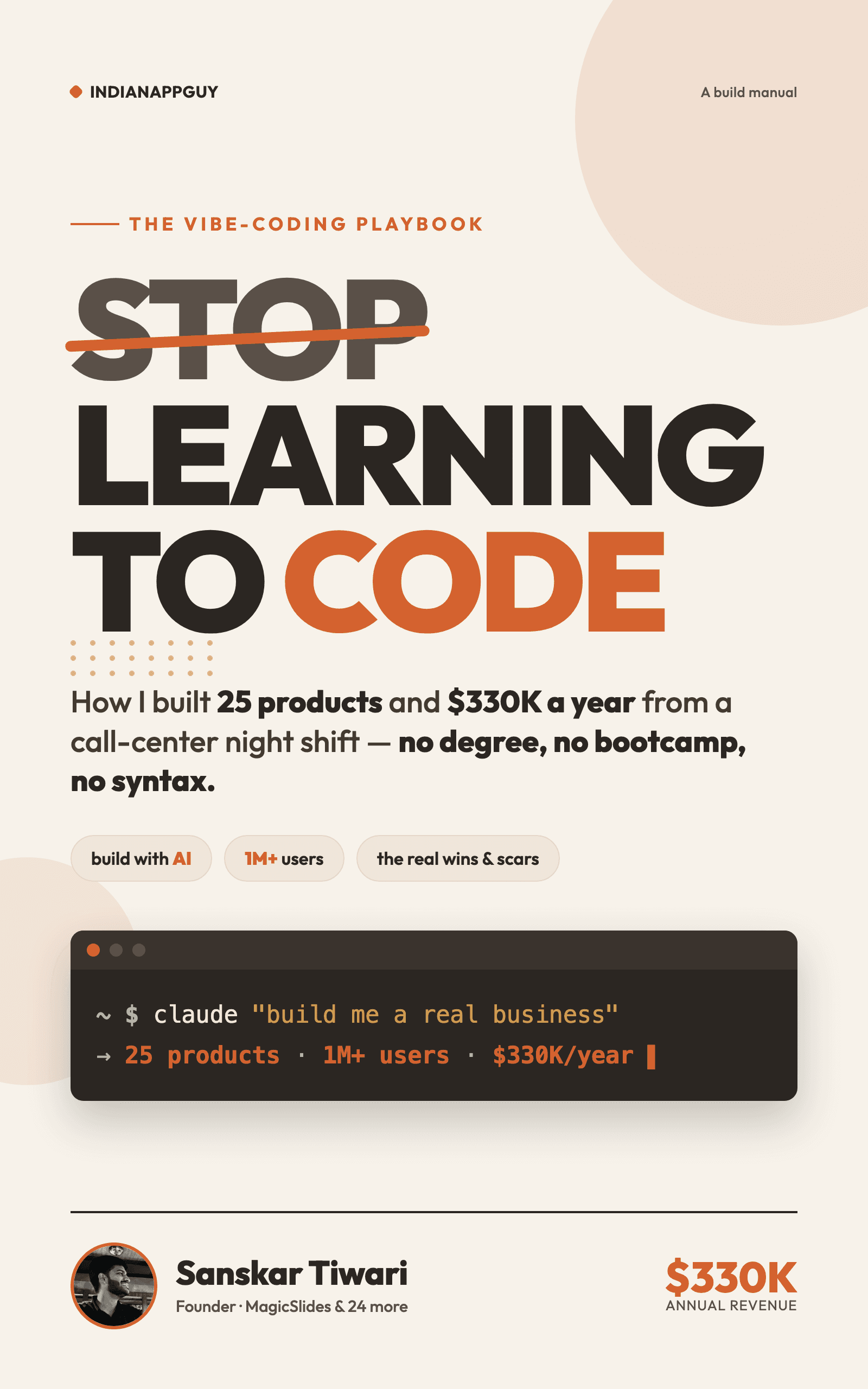 STOP LEARNING TO CODE — ebook cover